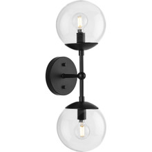 Atwell Collection Two-Light Matte Black Mid-Century Modern Wall Sconce - Damp Location Listed