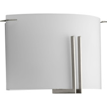Modern Glass Sconce Two-Light Brushed Nickel Wall Sconce - Damp Location Listed