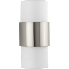 Silva Collection Two-Light Brushed Nickel White Linen Shade Wall Sconce - Damp Location Listed