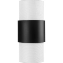 Silva Collection Two-Light Matte Black White Linen Shade Wall Sconce - Damp Location Listed