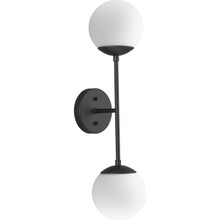 Haas Collection Two-Light Matte Black Mid-Century Modern Wall Bracket - Damp Location Listed