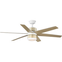 Carrollwood Collection 56-Inch Six-Blade Natural Cherry/White DC Motor Contemporary Ceiling Fan - Dry Location Only