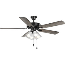 AirPro 52 in. Matte Black 5-Blade AC Motor Transitional Ceiling Fan with Light - Dry Location Listed