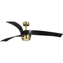 Insigna Collection 60-in Three-Blade Vintage Brass Contemporary Ceiling Fan with Matte Black Blades - Damp Location Listed