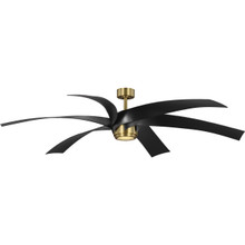 Insigna Collection 72-in Six-Blade Vintage Brass Contemporary Ceiling Fan with Matte Black Blades - Damp Location Listed