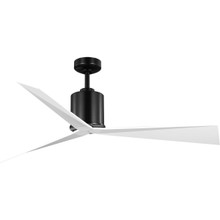 Paso Collection 60-in Three-Blade Black with Matte White Blades Luxe Industrial Ceiling Fan with 3 Speed Remote Control with Wall Bracket and Battery included - Damp Location Listed