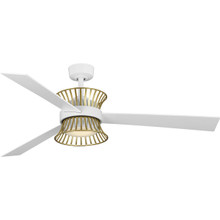 Bisbee Collection 55-in Three-Blade Matte White Global Ceiling Fan with Brushed Gold Accent - Damp Location Listed
