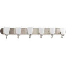 Gather Collection Six-Light Brushed Nickel Etched Glass Traditional Bath Vanity Light - Damp Location Listed