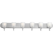 Gather Collection Six-Light Polished Chrome Etched Glass Traditional Bath Vanity Light - Damp Location Listed