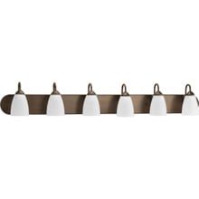 Gather Collection Six-Light Antique Bronze Etched Glass Traditional Bath Vanity Light - Damp Location Listed