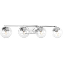 Mod Collection Four-Light Polished Chrome Clear Glass Mid-Century Modern Bath Vanity Light - Damp Location Listed