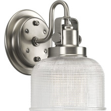 Archie Collection One-Light Antique Nickel Clear Double Prismatic Glass Coastal Bath Vanity Light