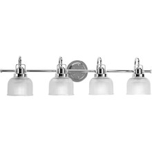 Archie Collection Four-Light Polished Chrome Clear Double Prismatic Glass Coastal Bath Vanity Light - Damp Location Listed