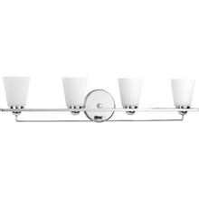 Flight Collection Four-Light Polished Chrome Etched Glass Coastal Bath Vanity Light - Damp Location Listed