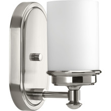 Glide Collection One-Light Brushed Nickel Etched Opal Glass Coastal Bath Vanity Light