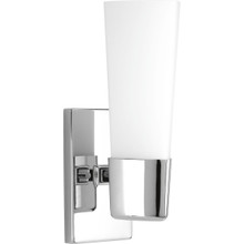 Zura Collection One-Light Polished Chrome Etched Opal Glass Modern Bath Vanity Light - Damp Location Listed