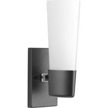 Zura Collection One-Light Matte Black Etched Opal Glass Modern Bath Vanity Light - Damp Location Listed