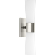 Zura Collection Two-Light Brushed Nickel Etched Opal Glass Modern Bath Vanity Light - Damp Location Listed