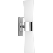 Zura Collection Two-Light Polished Chrome Etched Opal Glass Modern Bath Vanity Light - Damp Location Listed