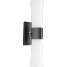 Zura Collection Two-Light Matte Black Etched Opal Glass Modern Bath Vanity Light - Damp Location Listed