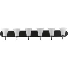 Classic Collection Six-Light Matte Black Etched Glass Traditional Bath Vanity Light - Damp Location Listed
