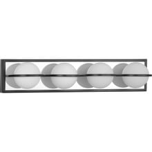 Pearl LED Collection Four-Light Matte Black Opal Glass LED Modern Style Bath Vanity Light - Damp Location Listed