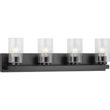 Goodwin Collection Four-Light Matte Black Modern Vanity Light with Clear Glass - Damp Location Listed