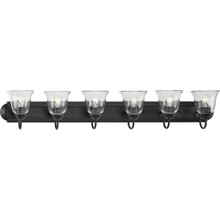 Six-Light Matte Black Transitional Bath and Vanity Light with Clear Glass for Bathroom - Damp Location Listed