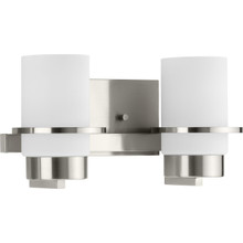 Reiss Collection Two-Light Modern Farmhouse Brushed Nickel Vanity Light - Damp Location Listed