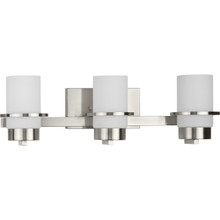 Reiss Collection Three-Light Modern Farmhouse Brushed Nickel Vanity Light - Damp Location Listed