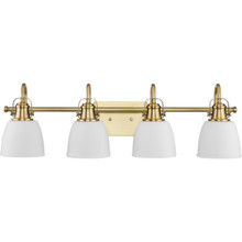 Preston Collection Four-Light Coastal Vintage Brass Bath and Vanity Light - Damp Location Listed