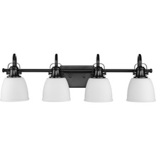 Preston Collection Four-Light Coastal Matte Black Bath and Vanity Light - Damp Location Listed