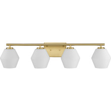 Copeland Collection Four-Light Brushed Gold Mid-Century Modern Vanity Light - Damp Location Listed