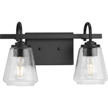 Martenne Collection Two-Light Matte Black Modern Farmhouse Vanity Light - Damp Location Listed
