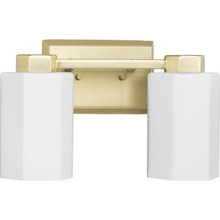 Estrada Collection Two-Light Brushed Gold Contemporary Bath & Vanity Light - Damp Location Listed