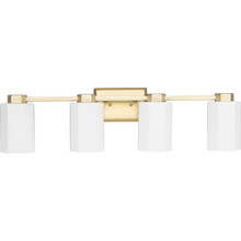 Estrada Collection Four-Light Brushed Gold Contemporary Bath & Vanity Light - Damp Location Listed