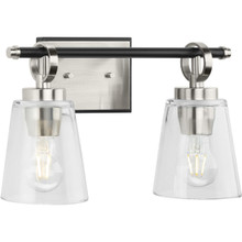 Cassell Collection Two-Light Brushed Nickel Matte Black Luxe Industrial Bath & Vanity Light - Damp Location Listed