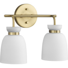 Lexie Collection Two-Light Brushed Gold Contemporary Vanity Light - Damp Location Listed