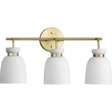 Lexie Collection Three-Light Brushed Gold Contemporary Vanity Light - Damp Location Listed
