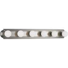 Broadway Collection Six-Light Brushed Nickel Traditional Bath Vanity Light - Damp Location Listed