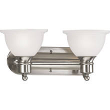 Madison Collection Two-Light Brushed Nickel Etched Glass Traditional Bath Vanity Light - Damp Location Listed