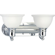 Madison Collection Two-Light Polished Chrome Etched Glass Traditional Bath Vanity Light - Damp Location Listed
