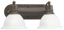 Madison Collection Two-Light Antique Bronze Etched Glass Traditional Bath Vanity Light - Damp Location Listed