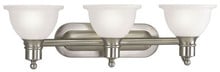 Madison Collection Three-Light Brushed Nickel Etched Glass Traditional Bath Vanity Light - Damp Location Listed