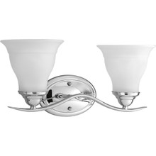 Trinity Collection Two-Light Polished Chrome Etched Glass Traditional Bath Vanity Light - Damp Location Listed