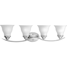 Trinity Collection Four-Light Polished Chrome Etched Glass Traditional Bath Vanity Light - Damp Location Listed