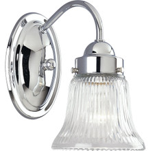 Fluted Glass Collection One-Light Polished Chrome Clear Prismatic Glass Traditional Bath Vanity Light