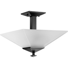 Clifton Heights Collection 12-3/4" Two-Light Modern Farmhouse Matte Black Etched Glass Semi-Flush Mount Light - Dry Location Listed