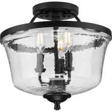 Bowman Collection Black Three-Light Semi-Flush Convertible - Dry Location Listed