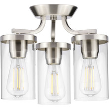 Lassiter Collection Brushed Nickel Three-Light Semi-Flush Mount - Dry Location Listed